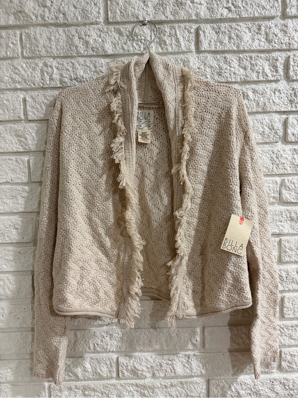 Billabong Beige Heart of Kasbah Fringe Open Cardigan